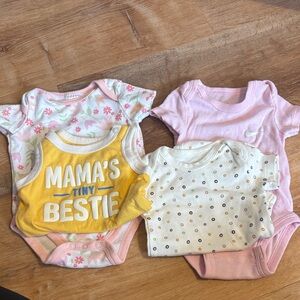 Assorted Baby One Pieces Set - Pink, Yellow, White